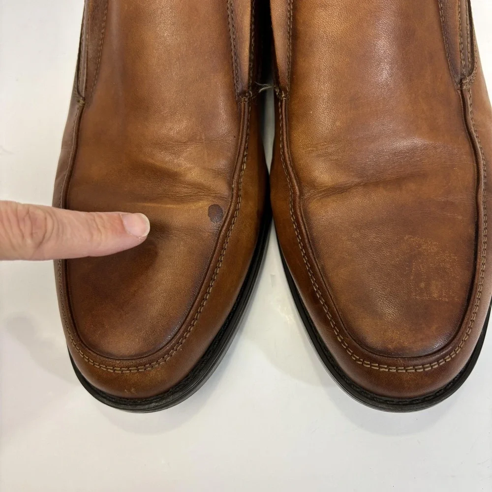 Florsheim Comfortech Slip On Oxford Dress Shoes Men 10.5 Brown Leather Ortholite
